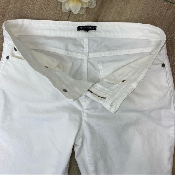 Eileen Fisher Straight Leg Organic Cotton White Jeans - Picture 5 of 9